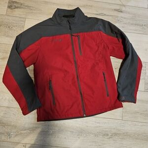 Free Country Men's Crimson Red/Gray Water Resistant Zip Up Jacket Size Medium